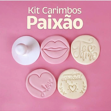 Kit Carimbos 5cm Paixão Para Doces E Massas Blue Star