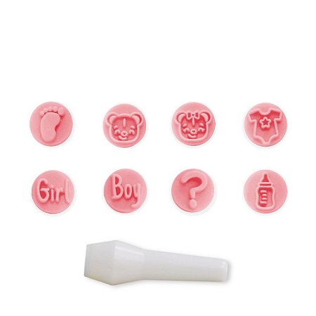 Kit Carimbos Baby p/ Doces e Brigadeiros Rosa - Blue Star
