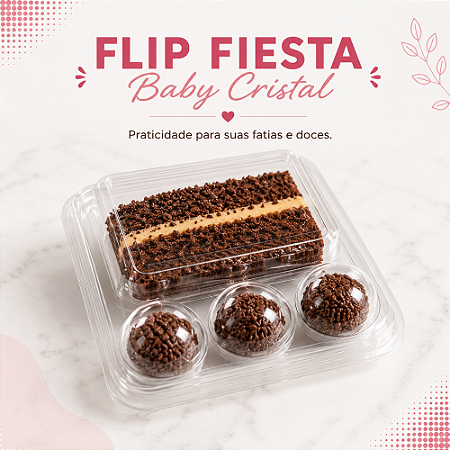 5 Embalagem Flip Fiesta Baby Transparente Fatia Doces Brigadeiros Bolo Aniversário Bolo Festa