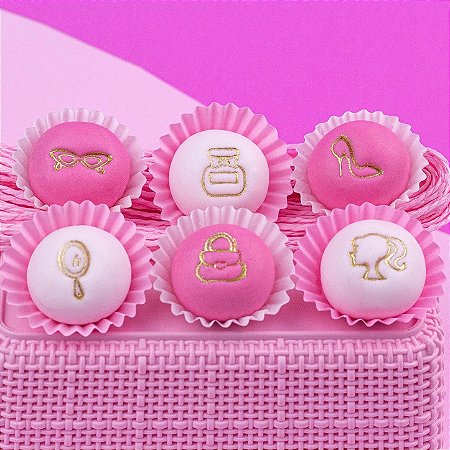 Kit 6 Carimbos Femininos Barbie Rosa Bebê 2cm Blue Star