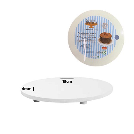 TABULEIRO/CAKE BOARD REDONDO MDF 15CM x 4MM COM PÉ - AVARÉ