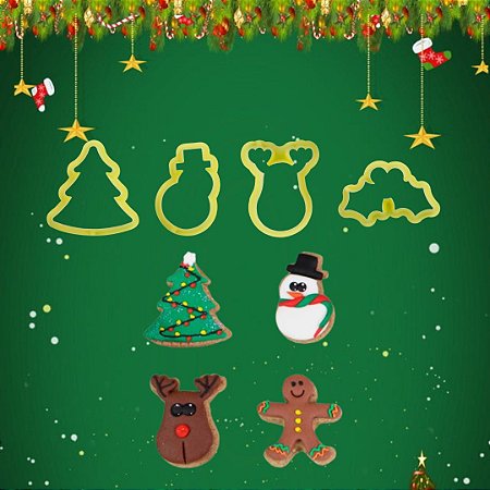 KIT CORTADOR DE NATAL I C/ 04 PCS BLUE STAR