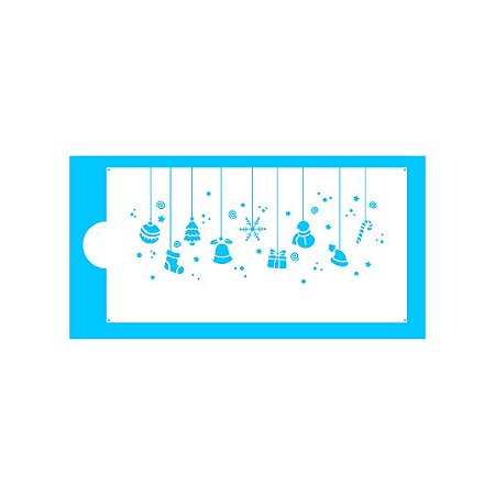 STENCIL PENDENTES DE NATAL 34,5X16,5CM - BLUE STAR