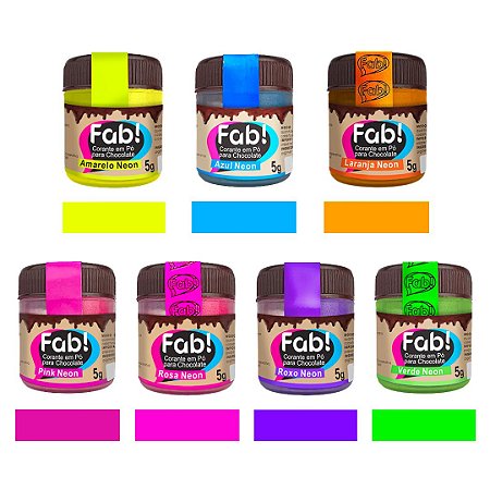 CORANTE EM PÓ P/ CHOCOLATE NEON 5g FAB!