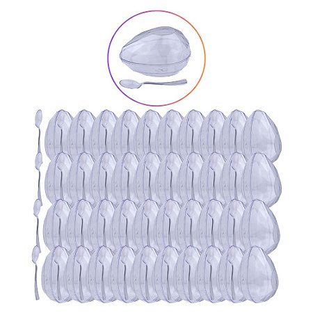 CASCA OVO PÁSCOA ACRÍL. DIAMANTE M 250G C/COLHER C/40UN BLUE