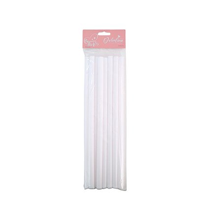 SUPORTE TUBO P/ BOLO 30X1,13CM PCT C/ 8UN BRANCO LSC TOYS