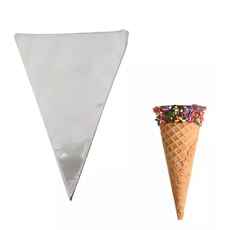 SACO P/ CONE INCOLOR MÉDIO 14X23CM PCT C/ 50 UN LUCKY FEST