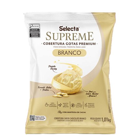 SUPREME GOTAS COBERTURA CHOCOLATE BRANCO 1,01KG SELECTA