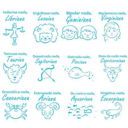KIT MINI STENCILS SIGNOS DIVERTIDOS C/ 12 UN BLUE STAR
