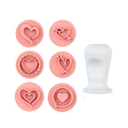 KIT CARIMBOS CORAÇÕES ROSA BEBÊ 2CM BLUE STAR