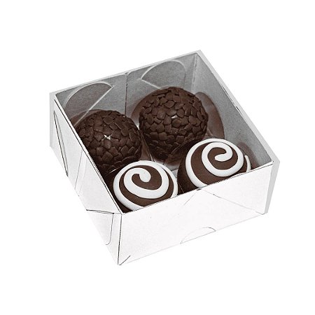10 CAIXAS BASIC P/ 04 DOCES 4X8X8CM BRANCO C4648 IDEIA