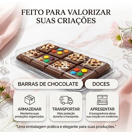 5 Embalagens Tablete Slim Cristal Barra De Chocolate Presente Dia Dos Namorados Mães Flip 0779