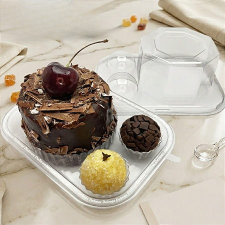 5 Embalagem Flip Festinha Cristal Para Mini Bolo E 2 Doces Aniversário Festa Lembrancinha