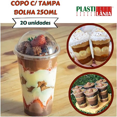 COPO BOLHA C/ TAMPA CRYSTAL BELLO 250ML C/ 20 UN PLASTILÂNIA
