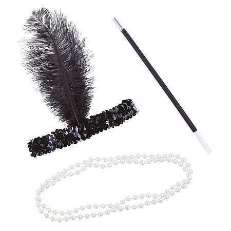 Kit Acessórios Fantasia Melindrosa Adulto c/ 3 pcs Cromus Festas