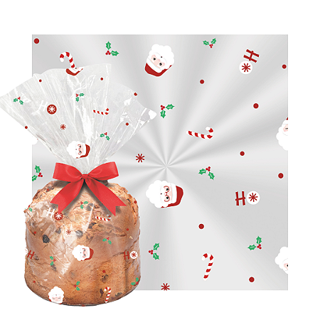 SACO P/ PANETONE NOEL CHEGOU 19x25 250G PT C/50 UN CROMUS