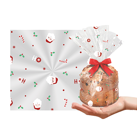 SACO P/PANETONE 32x45 NOEL CHEGOU 1KG PT C/50 UN CROMUS