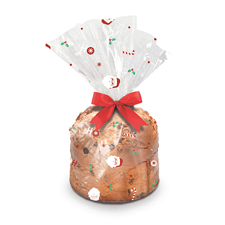 SACO P/PANETONE 13,5x22,5 NOEL CHEGOU 100G PT C/50 UN CROMUS