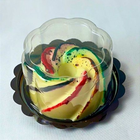 5 Embalagem Margarida Preto 380ml Acetato Tampa Alta Sobremesas Mini Bolos Pudim Torta Encomendas Flip