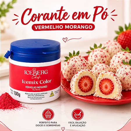 Corante Em Pó Artificial Vermelho Morango Cravejado Do Amor Icemix Color 100g Iceberg