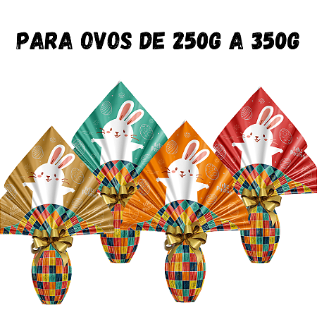 25 SACO PARA OVO METALIZADO 34X34CM PÁSCOA DIVERTIDA IDEIA