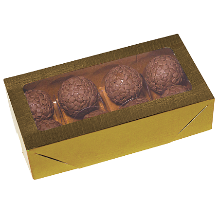CAIXA LAMINADA C/ VISOR (08 DOCES) OURO C4670 - PCT C/ 10 UNIDADES