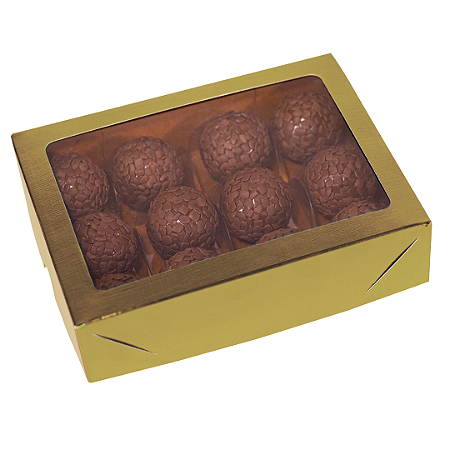 CAIXA LAMINADA C/ VISOR (12 DOCES) OURO C4673 - PCT C/ 10 UNIDADES