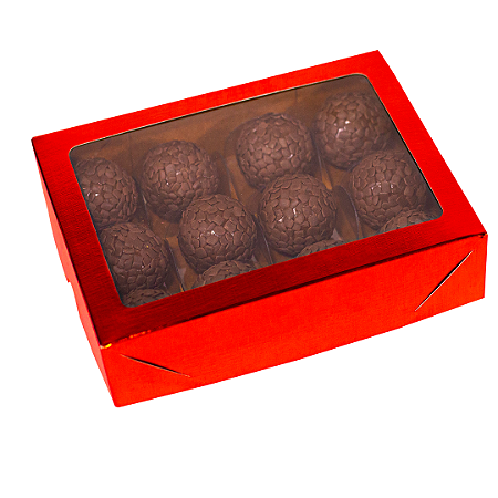 CAIXA LAMINADA C/ VISOR (12 DOCES) VERMELHO C4683- PCT C/ 10 UNIDADES