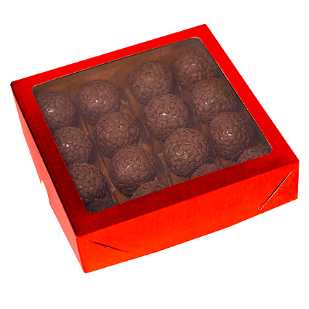 CAIXA LAMINADA C/ VISOR (16 DOCES) VERMELHO C4685 - PCT C/ 10 UNIDADES