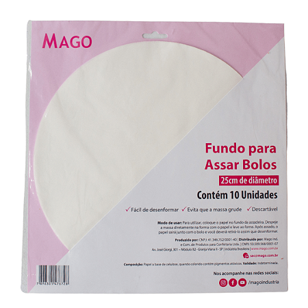FUNDO PARA ASSAR BOLOS 25CM 10UN MAGO