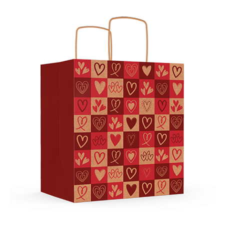 10 SACOLAS KRAFT TAMANHO M CORAÇÕES C5482