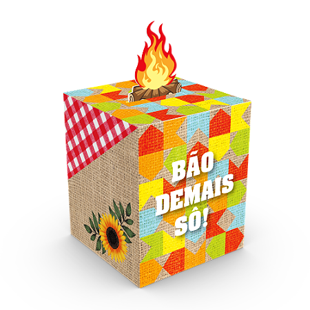 CAIXA JUNINA POP UP FOGUEIRA "BÃO DEMAIS SÔ" PCT C/ 10 UNID 4396