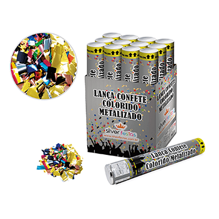 LANCA CONFETE COLORIDO METALIZADO 30 CM -SILVER