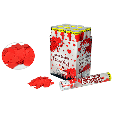LANCA CONFETE CORACOES 30 CM - SILVER