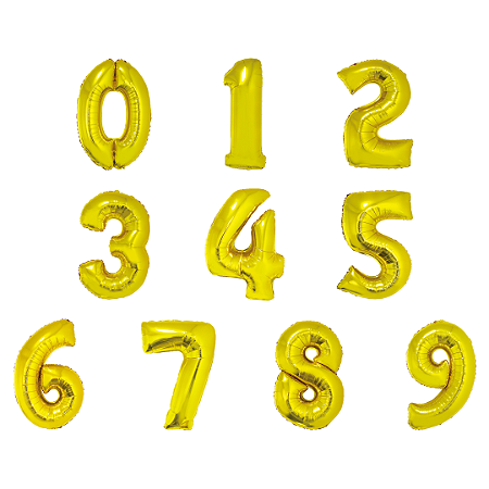 BALAO METALIZADO C/ CANUDO 16  DOURADO NUMERO
