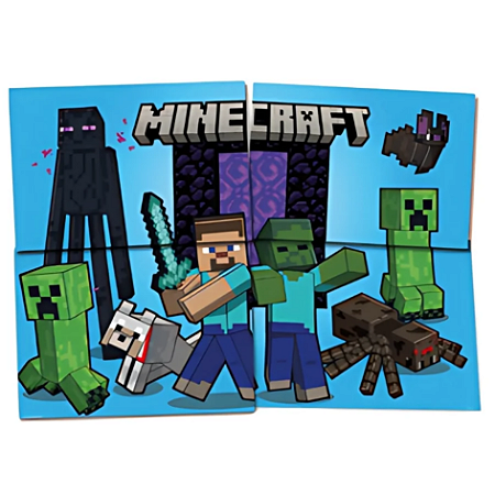 PAINEL DECORATIVO C/4 PARTES MINECRAFT 1,28MX90CM FESTCOLOR