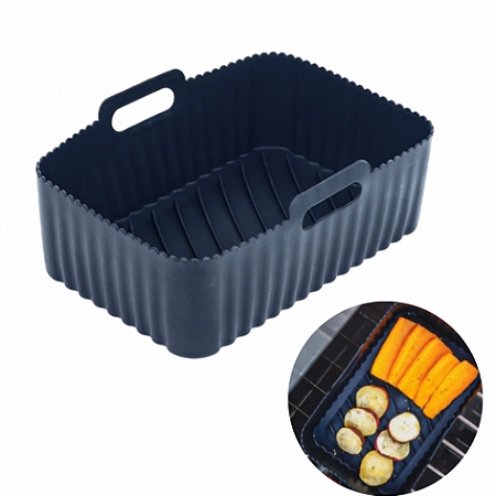 UTENSILIO FORMA RETANGULAR SILICONE PRETO 22X14CM ALLMIX