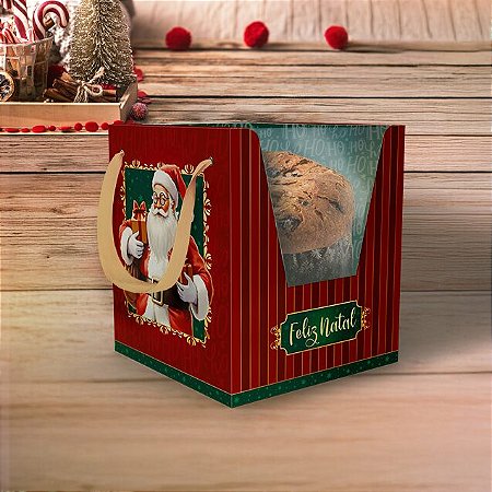 CAIXA PANETONE BASIC C/ VISOR E ALCA NOEL PCT C/ 10 UN C5708 IDEIA