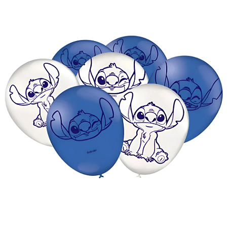 BALÃO STITCH AZUL E BRANCO 9'' PCT C/25 UN FESTCOLOR