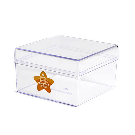 CAKE BOX CRISTAL QUADRADA C/ TAMPA 500ML BLUESTAR