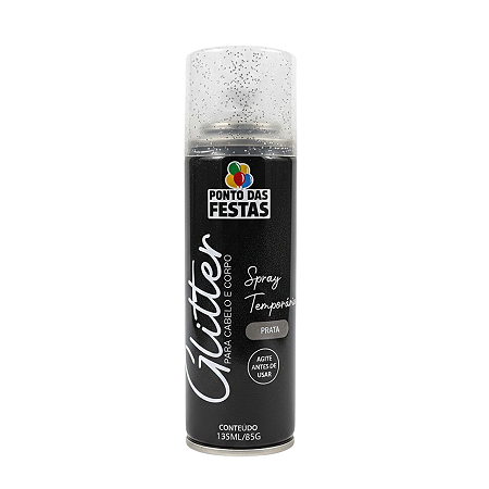 SPRAY GLITTER PARA CABELO 85G/135 ML C/ 1UN PRATA PONTO DAS FESTAS