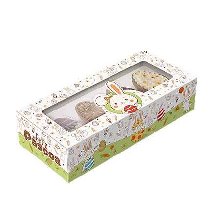 CAIXA GAVETA P/ 4 MINI OVOS 50G OU COELHO DE CHOCOLATE - PASCOA COLORIR - PCT C/ 10 UNIDADES C5918