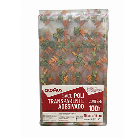 Saco Adesivado Transparente Páscoa Cenourinha 10X15cm Pct c/100un Cromus