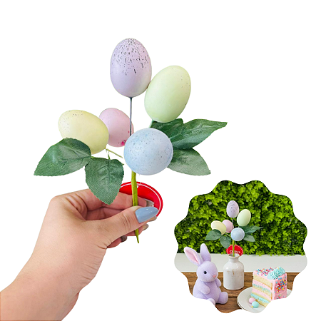 Pick Galho Com Ovos Colorido 25cm C/1un Cromus