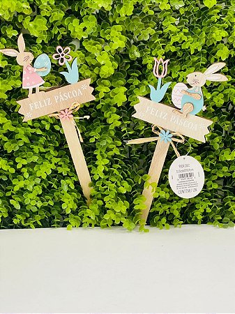 Pick Plaquinha De Madeira Decorativa Sortido Rosa Ou Azul Páscoa 1066535 Cromus