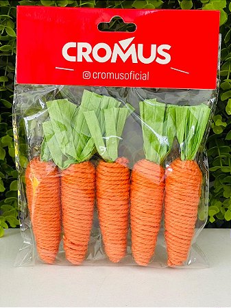 Cenoura Flocada P Laranja/Verde 12,5CMX2cm Jogo C/5un Cromus 1094380