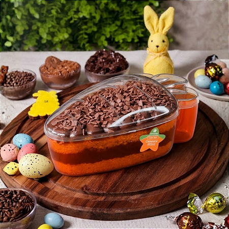 Cake Box Cenoura Bicolor Laranja Transparente C/ Tampa Alta 750ml BlueStar