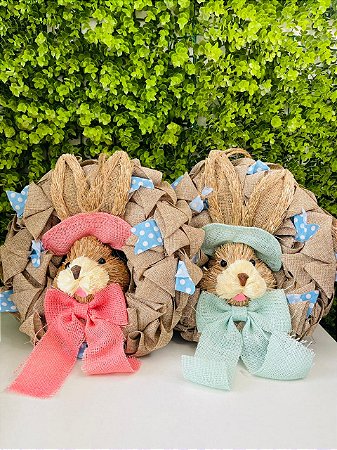 Enfeite Coelho Páscoa Baby Rosa Ou Azul Decoração Cenário Pendurável HP023 Silver