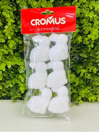 Jogo 6 Coelhos Decorativos Espuma Flocado 5cm Cenário 1096297 Cromus