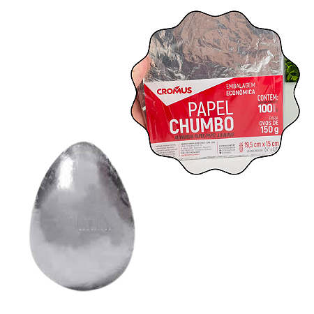100 Folhas Papel Chumbo Prata 19,5x15 Ovos Até 150g Cromus 022802